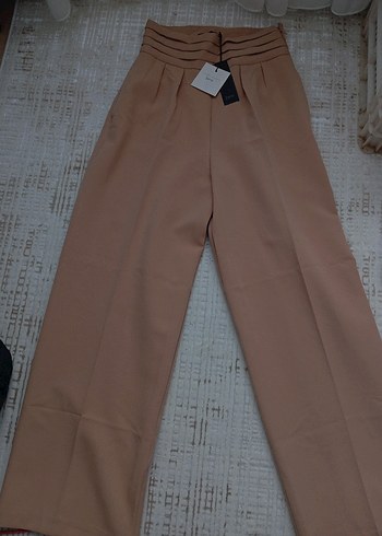 camel Piliselk Kadın Kumaş Pantolon - Görsel 4