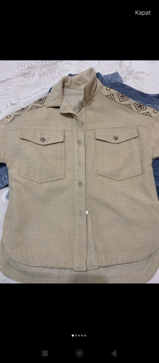 Nakışlı Bohem kaşe ceket - Görsel 3