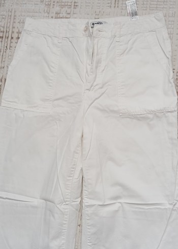 Kadın Beyaz sert keten Pantolon - Görsel 4