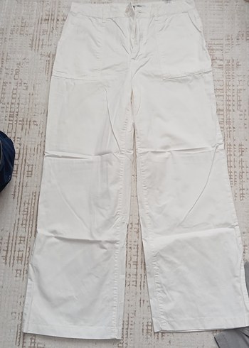 Kadın Beyaz sert keten Pantolon - Görsel 2