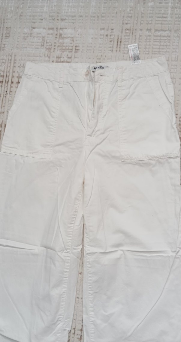 Kadın Beyaz sert keten Pantolon - Görsel 4