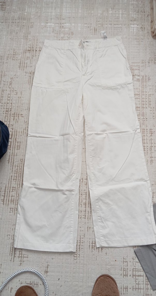 Kadın Beyaz sert keten Pantolon - Görsel 2
