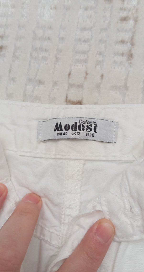 Kadın Beyaz sert keten Pantolon - Görsel 5