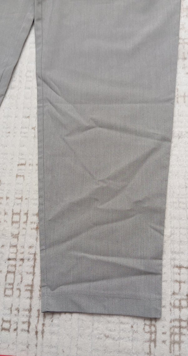 Gri Kadın Keten Kumaş Pantolo - Görsel 3