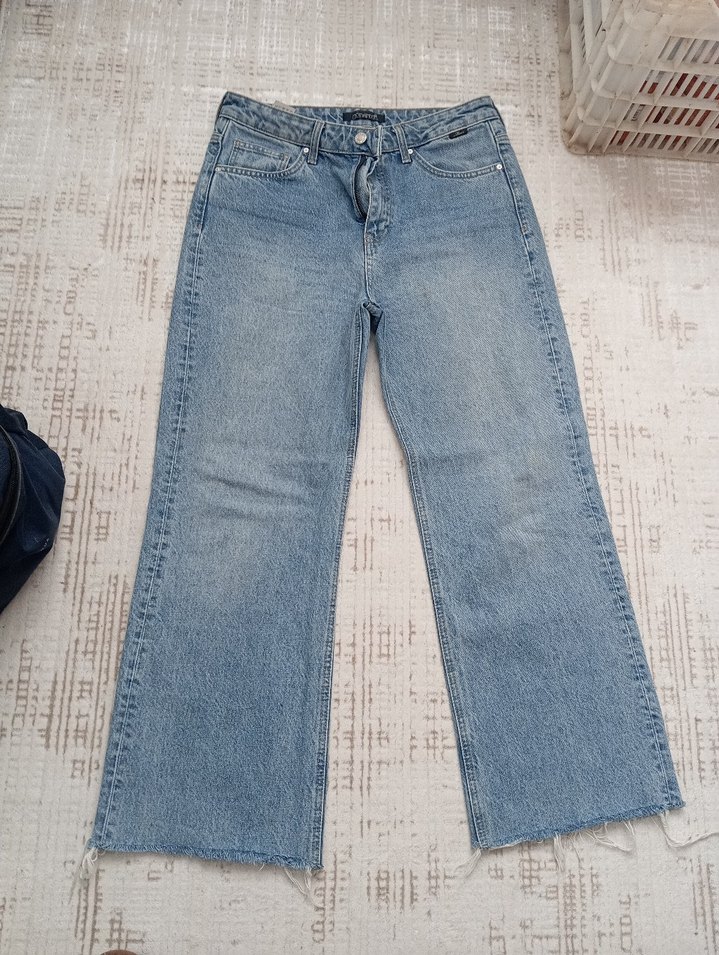 mavi marka wide leg kot pantolon - Görsel 3