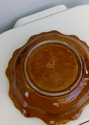  Beden Kahverengi Yaprak Desenli Seramik Tabak