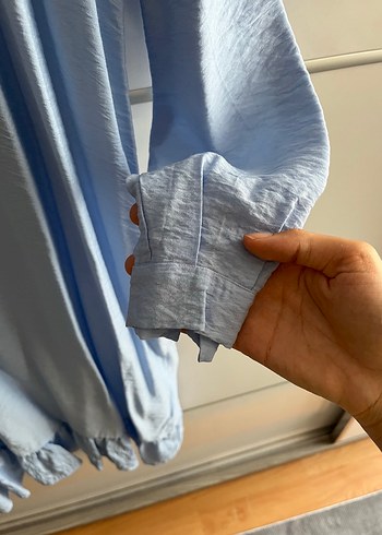42 Beden mavi Renk Fırfırlı Mavi tunik