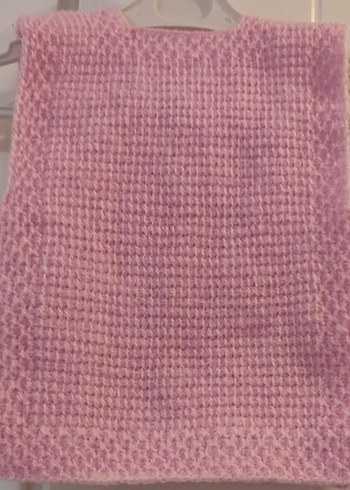 El örgüsü Yenidoğan Pembe Kız Bebek Yeleği - Görsel 3