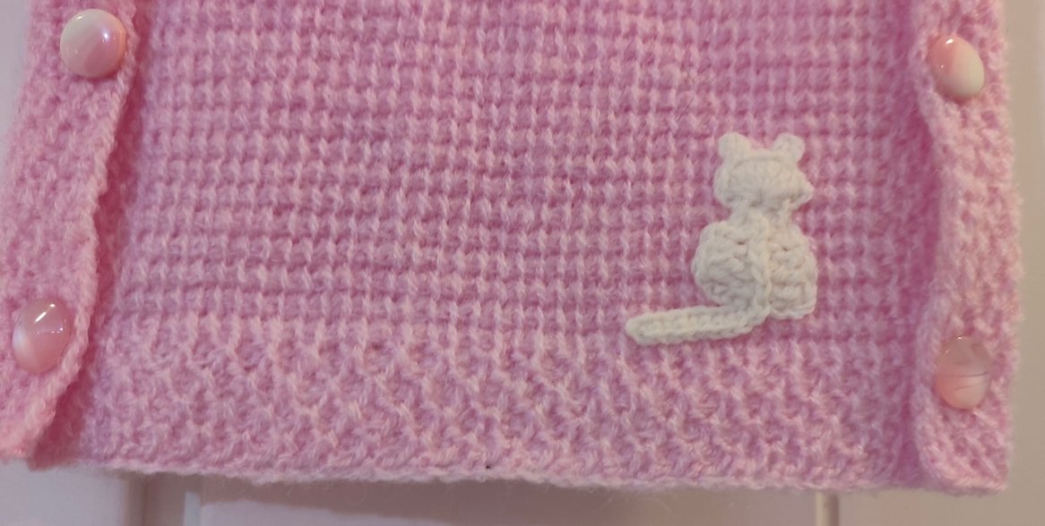 El örgüsü Yenidoğan Pembe Kız Bebek Yeleği - Görsel 2