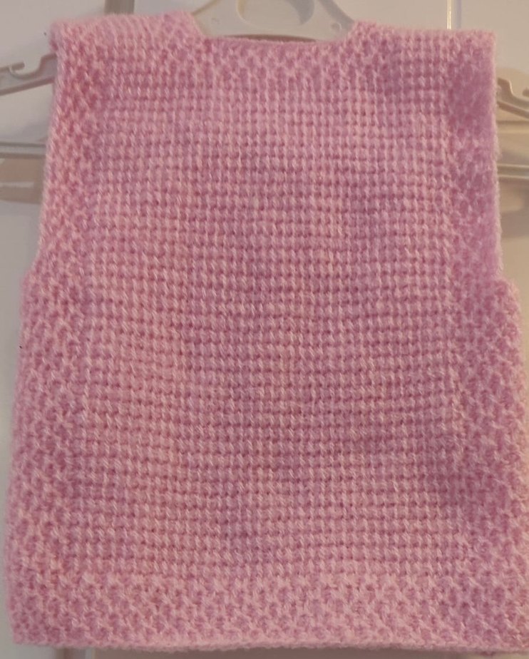 El örgüsü Yenidoğan Pembe Kız Bebek Yeleği - Görsel 3