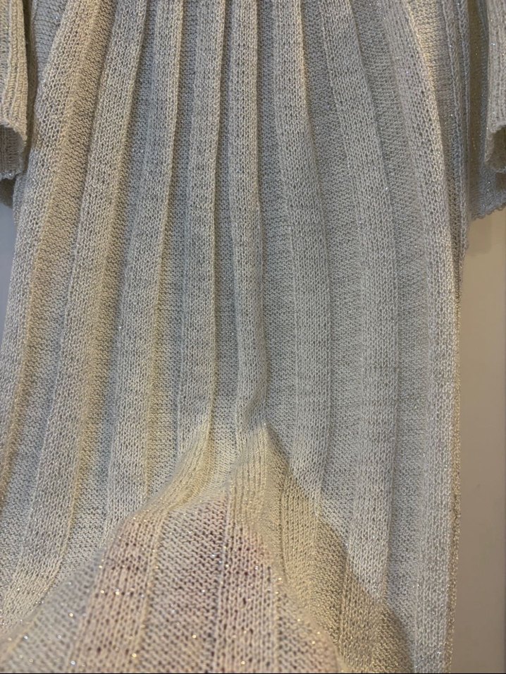 Kısa Kollu Krem Rengi Triko Tunik Kazak - Görsel 2