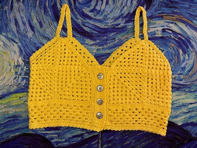 El Örgüsü Yazlık Üst Bluz Crop Büstiyer