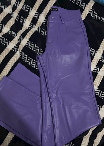 Mor Deri Kadın pantolon - ZARA - Görsel 2