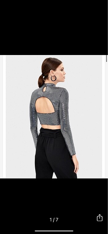 bershka payetli bluz