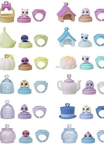 Pastel Pembe Yüzük İçinde lps mini miniş Kedi Figürü - Görsel 5