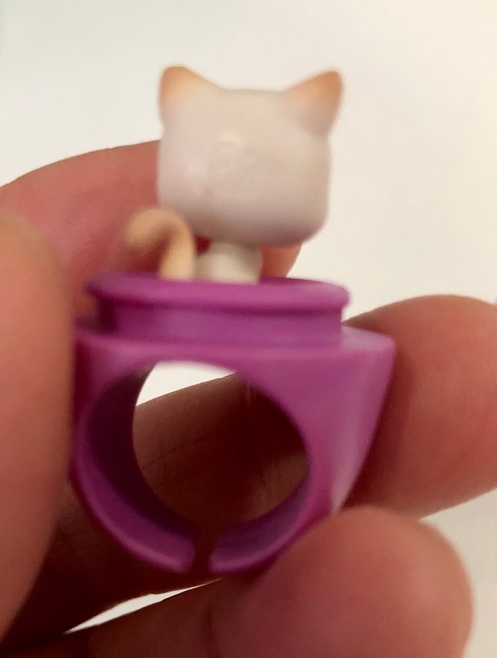 Pastel Pembe Yüzük İçinde lps mini miniş Kedi Figürü - Görsel 2