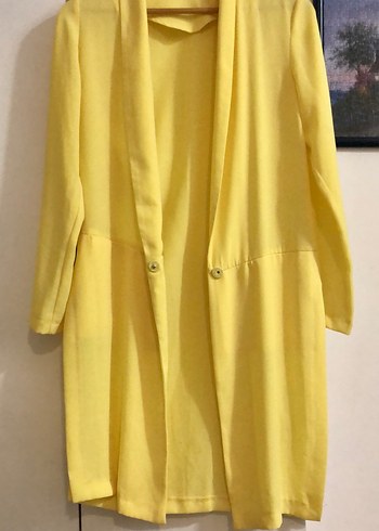 Bershka Berschka Sarı Uzun Düğmeli yazlık Kadın blazer