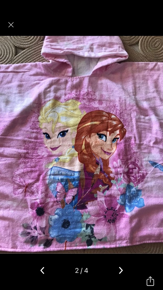 Pembe Baskılı Kız Çocuk Panço havlu - Görsel 2