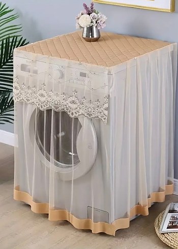 Diğer Nakışlı Beyaz Çamaşır Makinesi Örtüsü