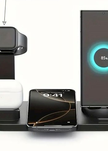 Siyah Kablosuz Kulaklık ve Şarj İstasyonu - Görsel 2