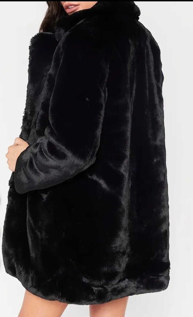 Siyah Kısa Kadın Kürk Detaylı Süet Ceket Mont - Görsel 2