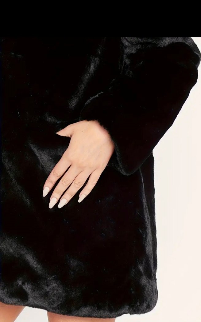 Siyah Kısa Kadın Kürk Detaylı Süet Ceket Mont - Görsel 3