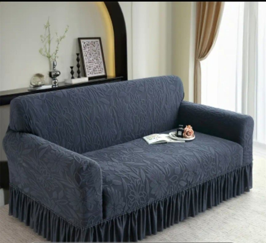 Karanlık Mavi Çiçekli Modern Klasik Koltuk Örtüsü 1 Adet - Görsel 2