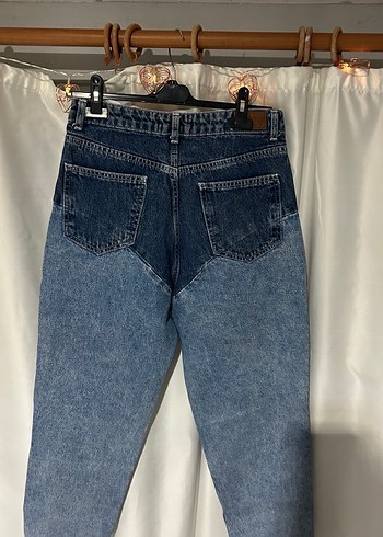 Dilvin Mavi Batik Desenli Mom Jean - Görsel 2