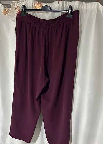 Mürdüm Düğmeli Salaş Kumaş Pantolon - Görsel 3