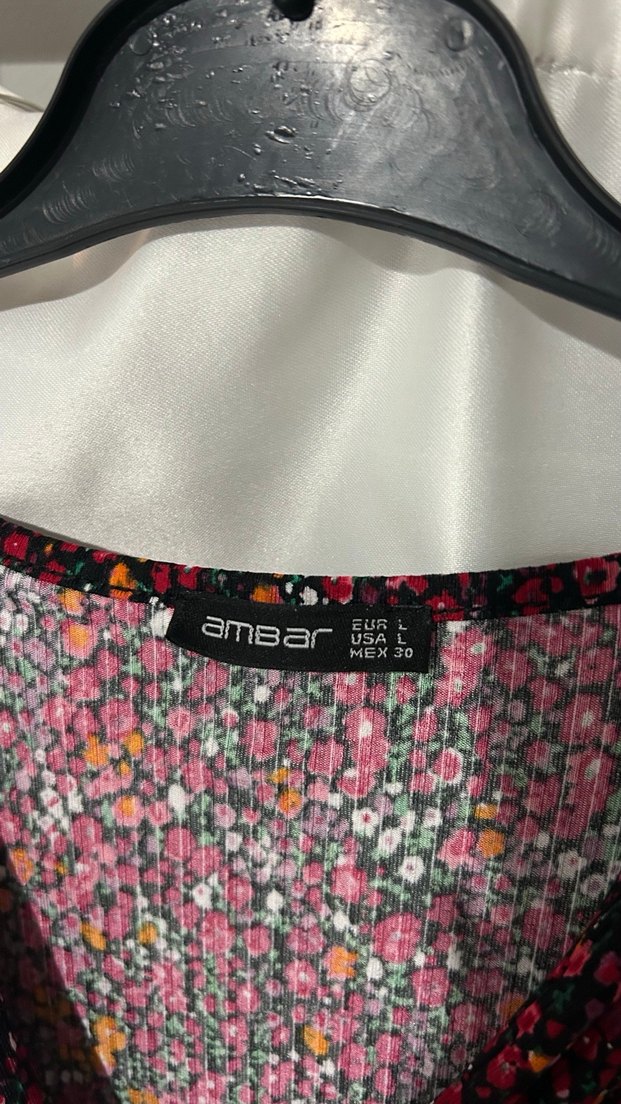 Bordo Bohem V Yaka Mini Elbise - Görsel 2