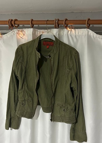 Haki Fermuarlı Vintage Ceket - Görsel 2