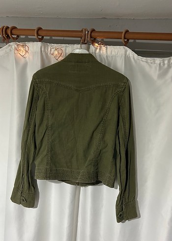 Haki Fermuarlı Vintage Ceket - Görsel 3