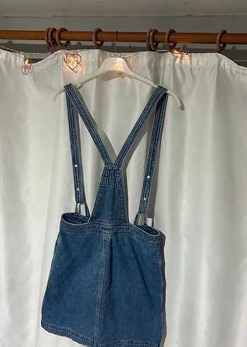 Kadın Mavi Denim Salopet - Görsel 3