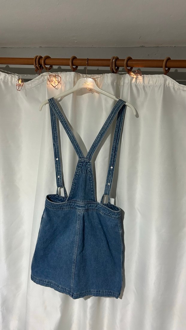 Kadın Mavi Denim Salopet - Görsel 3