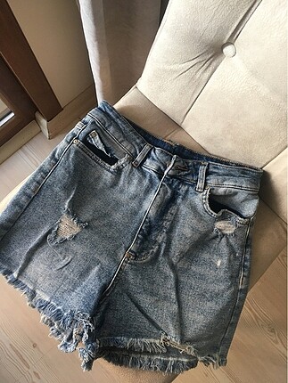 Yüksek Bel Jean Şort