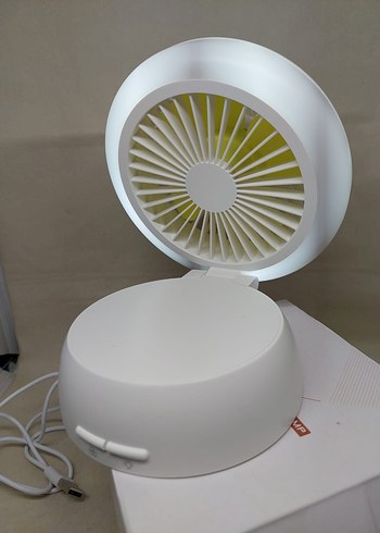 Beyaz Masaüstü Katlanabilir Fan ve LED Işık - Görsel 6