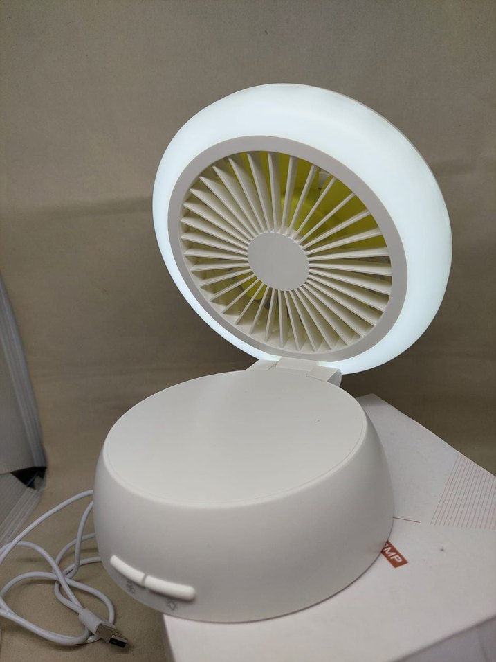 Beyaz Masaüstü Katlanabilir Fan ve LED Işık - Görsel 3