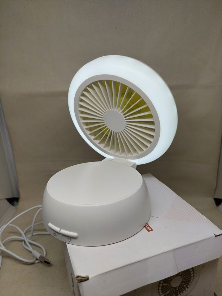 Beyaz Masaüstü Katlanabilir Fan ve LED Işık - Görsel 2