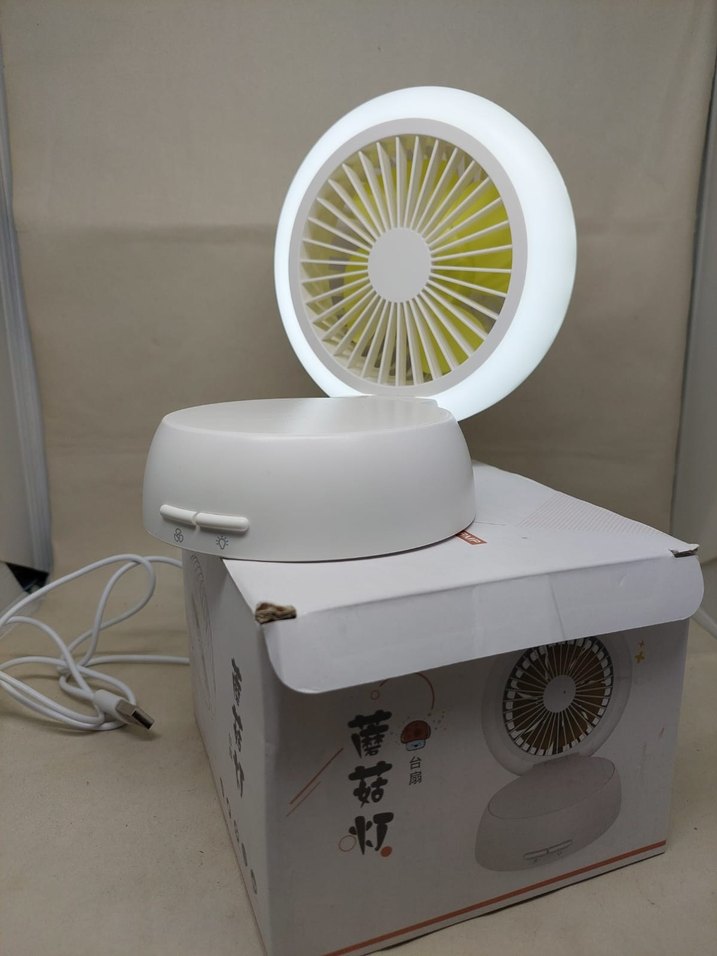 Beyaz Masaüstü Katlanabilir Fan ve LED Işık - Görsel 5