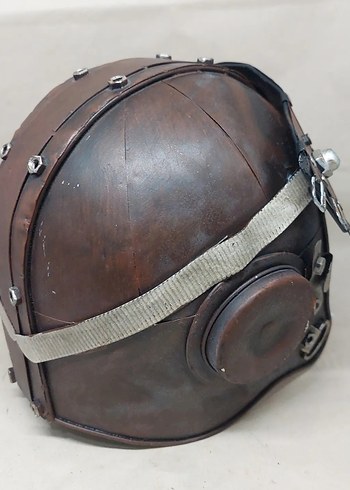 Kahverengi Deri Punk Motosiklet Kaskı dekor - Görsel 7