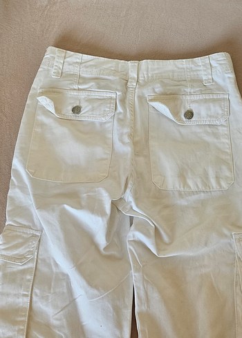 Beyaz Rahat Kesim Kargo Pantolon - Görsel 6