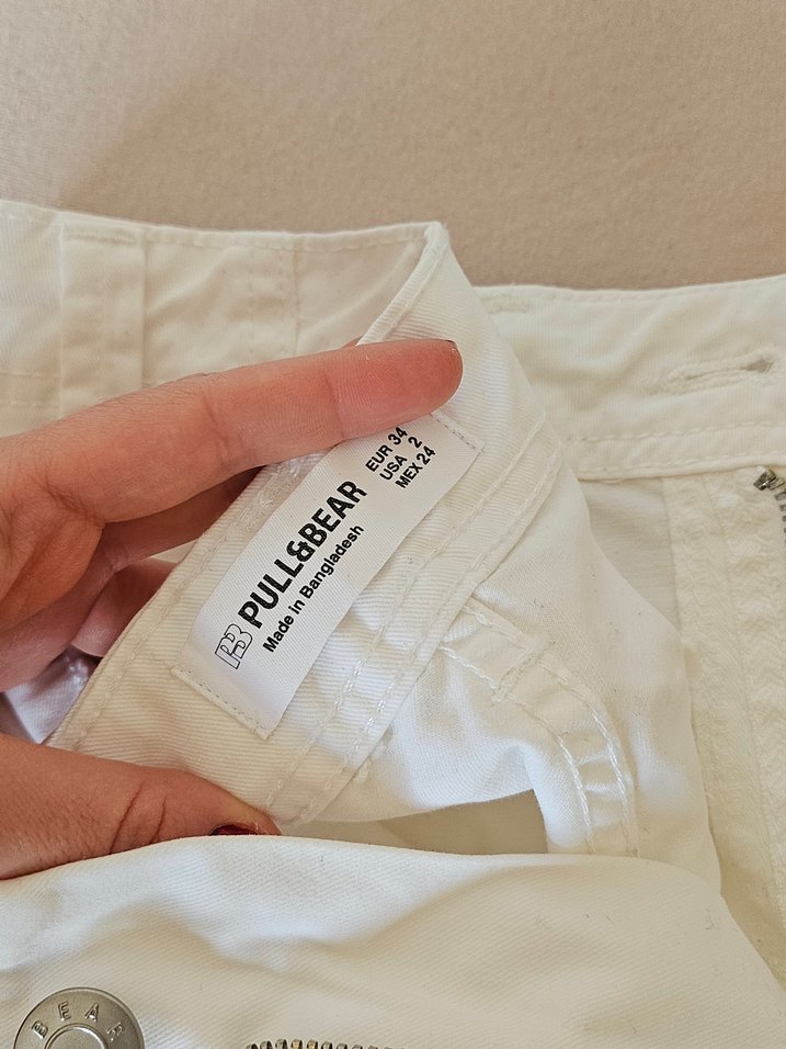 Beyaz Rahat Kesim Kargo Pantolon - Görsel 5