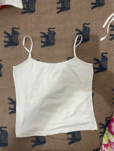 Diğer Askili beyaz, desenli tshirt