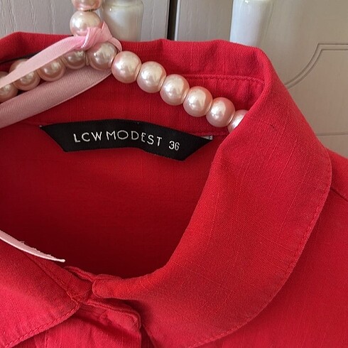 LC Waikiki LCW kırmızı modest uzun gömlek