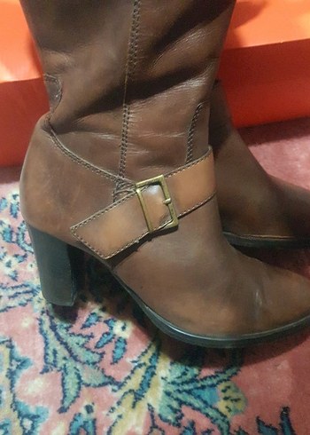 Kahverengi Tokalı Deri Dizüstü Kadın Çizme - Görsel 4