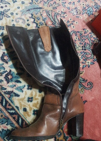 Kahverengi Tokalı Deri Dizüstü Kadın Çizme - Görsel 6