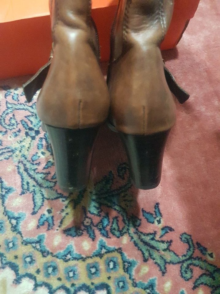 Kahverengi Tokalı Deri Dizüstü Kadın Çizme - Görsel 3