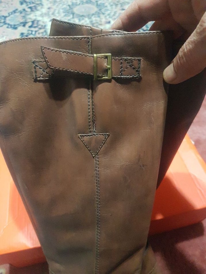 Kahverengi Tokalı Deri Dizüstü Kadın Çizme - Görsel 5