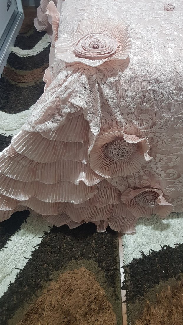 Nakışlı Pastel Pembe Yatak Örtüsü - Görsel 4