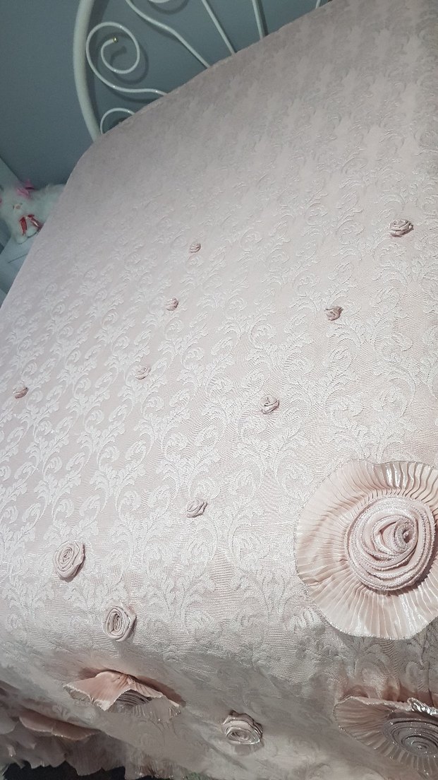 Nakışlı Pastel Pembe Yatak Örtüsü - Görsel 3